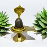 Narmadeshwar Shiva Lingam Shiv Ling with Brass Stand and Trishul: