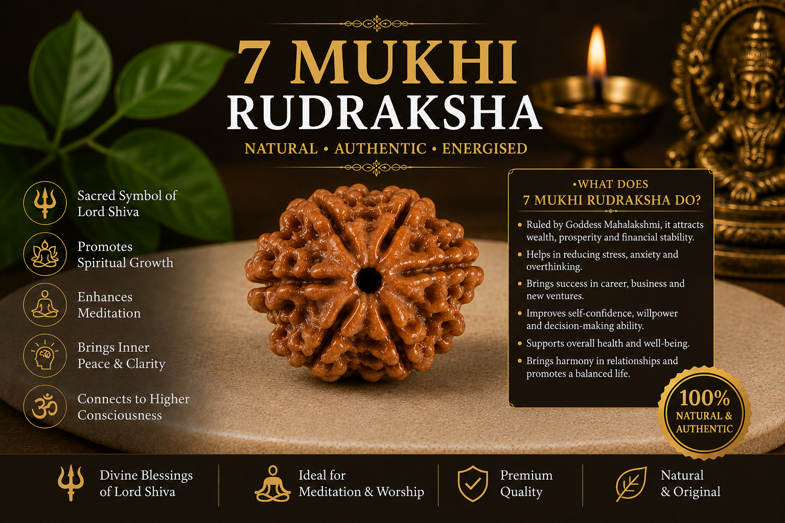 Original 7 Mukhi Rudraksha | Natural & Authentic Rudraksha | Namo Aadhya