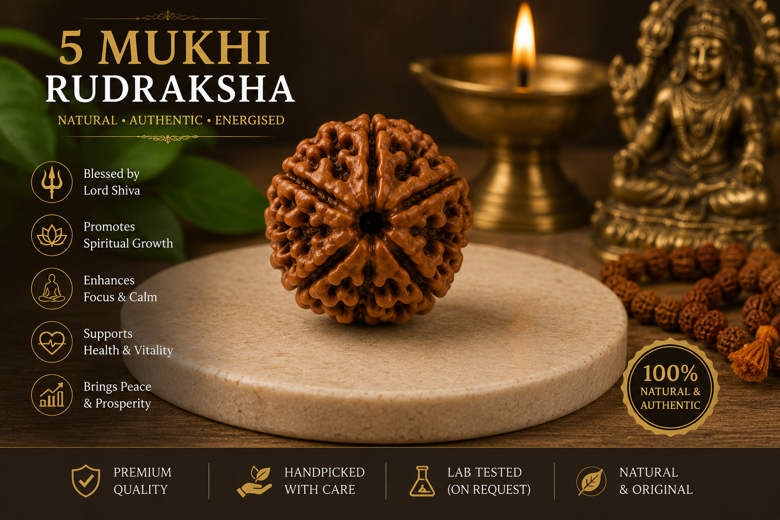 Original 5 Mukhi Rudraksha | Natural & Authentic Rudraksha Bead | Namo Aadhya